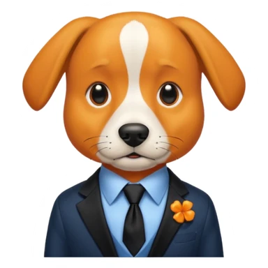 orange dog with black tie,blue shirt sticker