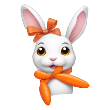 cute rabbits with a ribbon and carrots sticker