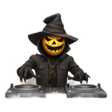 evil scarecrow DJing sticker