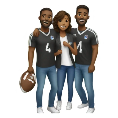 four happy black football fans at a staduim sticker
