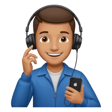 guy listening to music with earphone and phone in hand sticker