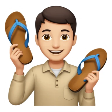 Smile, holding a chappal, emoji sticker