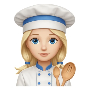 Long Blonde hair blue eyed female chef sticker