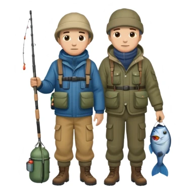 Father and son in fishing gear are cold full body sticker