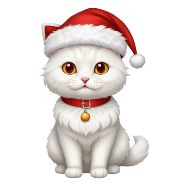 a full-body white cat with Christmas accessories  sticker