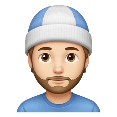 A guy head with white beanie sticker