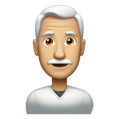 La imagen muestra a un hombre de edad avanzada, un personaje animado con un aspecto simpático y entrañable. Imagínalo mirando hacia adelante,  Tiene el cabello completamente blanco, peinado hacia atrás, es un hombre con arrugas sticker