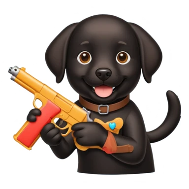 black lab holding toy gun sticker