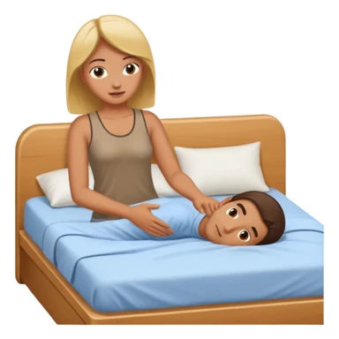 Girl massaging guy on bed sticker