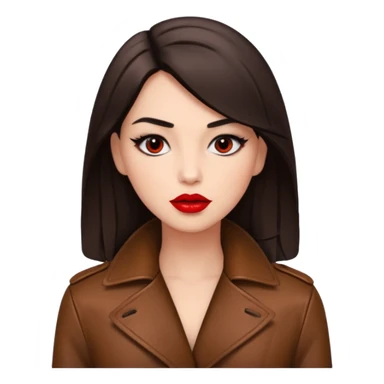 brunet in cuir coat with red lips and black eyes sticker