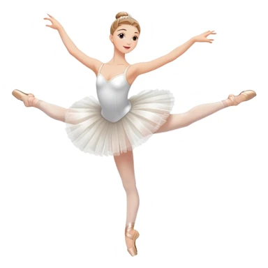 elegant ballerina in a white tutu doing a grand jeté leap sticker
