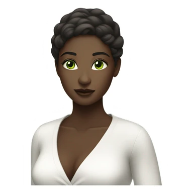 dark-skinned beauty in white outfit green eyes sticker