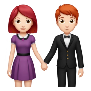 Red haired girl with black hair boy romance sticker
