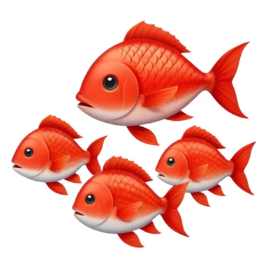 4 pesciolini rossi monto carini, di cui due genitori e due piccole femmine  sticker