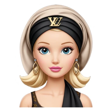 Barbie wearing a louis vuitton black head scarf sticker