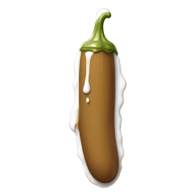 Light-brown skinny long pickle with white paint dripping sticker