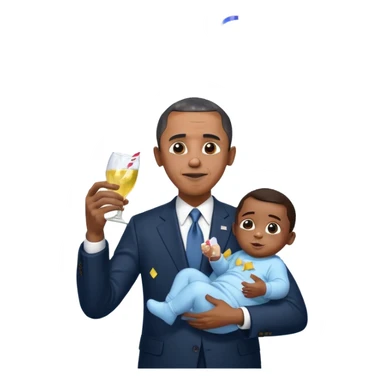 Diddy holding baby oil at a party with balloons and confetti and banners oiled up Obama have dih sticker
