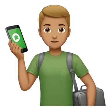 Tourist Character in green Shirt Moving with purpose through the terminal. sticker