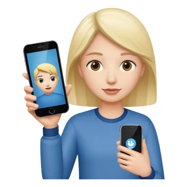 pink video call between one person holding the phone with a person on the phone screen sticker