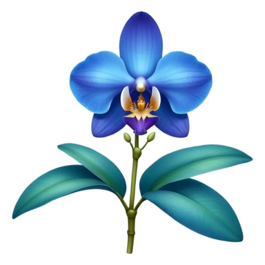 royal blue and cyan orchid with leaves sticker