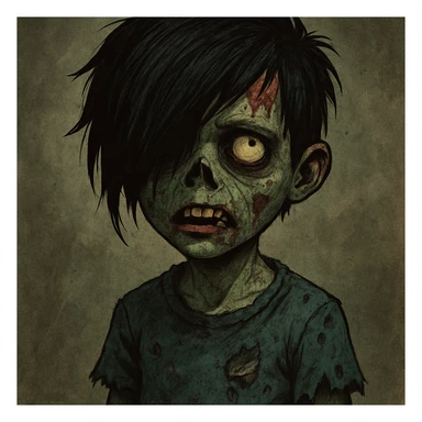 boy zombie with emo hair, style 1 sticker