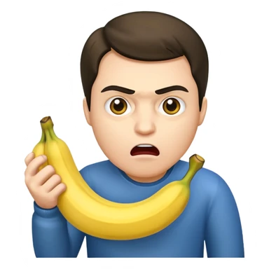 Una persona enojada Que tiene la cara Caliente pero a la vez fría sosteniendo una banana sticker