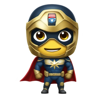 super herói similar ao capitão américa, usando um escudo dourado no toráx, com um cifrão de dinheiro sticker