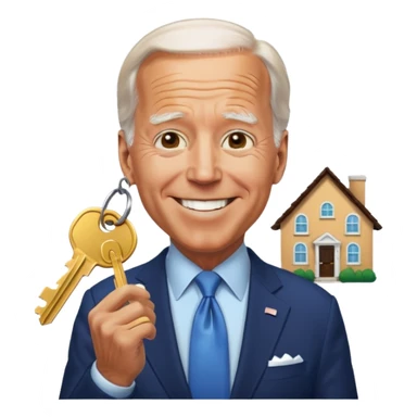 Joe Biden with keys to a new house sticker