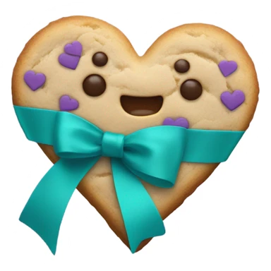 Heart cookie with teal purple awareness ribbon sticker