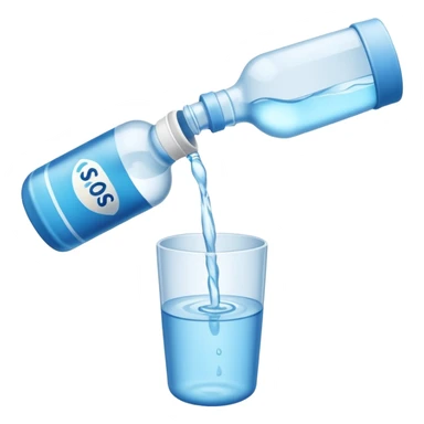 bottle of water pouring out NO GLAS! sticker