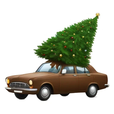a brown car carries a beautiful Christmas tree sticker