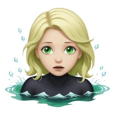 sad depressed weak cs major who is a pretty girl with blond hair and green eyes drowning on ship, very pretty very sad and weak. Near death almost dead drowning. But the pretty girl is like the whole ship and her face is on the helm dark lovecraft evil. sticker