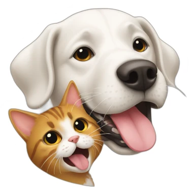 a dog licking cat  sticker