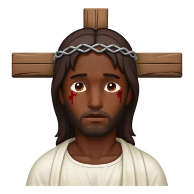 Dark skin christ injured on cross sticker