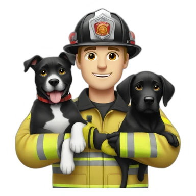 White firefighter with his black Labrador sticker