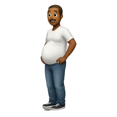 Man with pregnant belly sticker