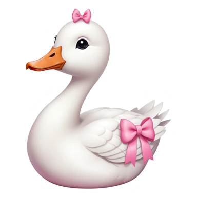 White goose with cute pink bow sticker
