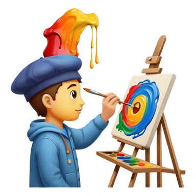 artist painting on canvas sticker