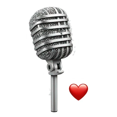 white sparkly microphone with red heart on it sticker