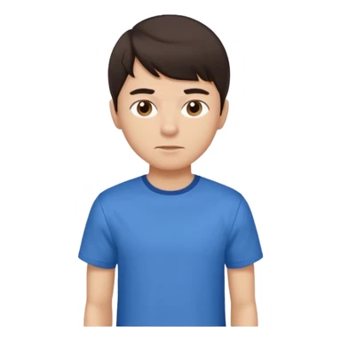 boy dark brown hair with bangs with straight eyebrows folding clothes  sticker