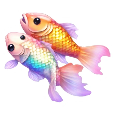 Kawaii bedazzled iridescent koi fish kissing eachother  sticker