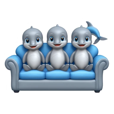 2 males and 2 female dolphins sitting on a sofa  sticker