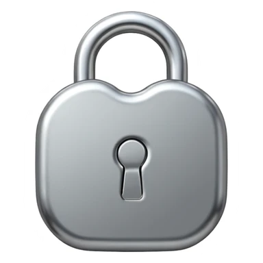 Chrome silver lock emoji, iOS emoji style, smooth metallic surface, rounded edges, reflective highlights, minimalistic sticker