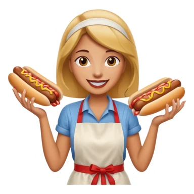 A cheerful woman selling hotdogs sticker
