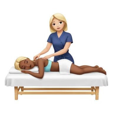 girl on spa bed relaxing while getting massage from woman sticker