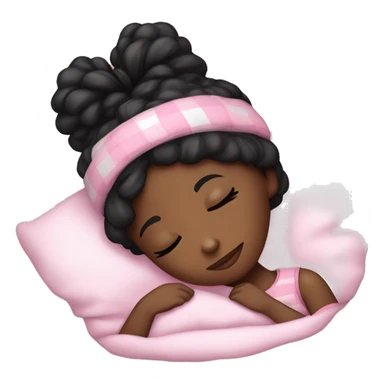 black girl sleeping, with bonet on wearing a cute pj set and lashes on  sticker