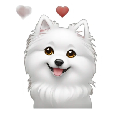 Japanspitz weiß mit herz sticker