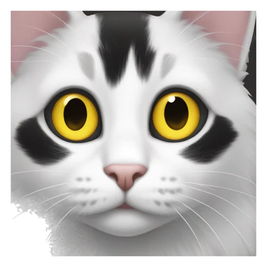 black and white cat with yellow eyes sticker