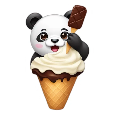 Panda eating chocolate ice cream  sticker