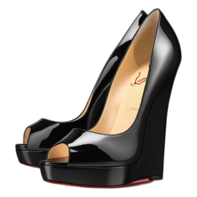One WEDGE heel LOUBOUTIN black leather PATENT sticker